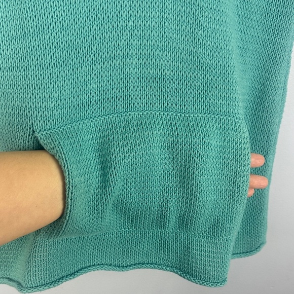 J. Jill Beachy Resort Wear Cotton Blend Teal Short Sleeve Medium Knit Hoodie - Picture 6 of 11